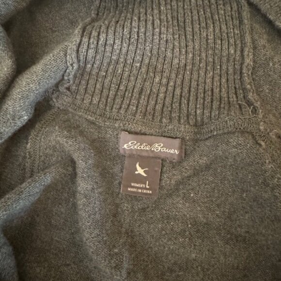 Eddie Bauer Zip Sweater Hoodie  EUC Womens size L Gray - Picture 3 of 9